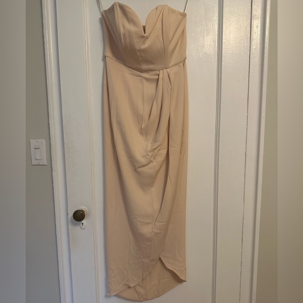 Beige Shona Joy strapless dress, size 6